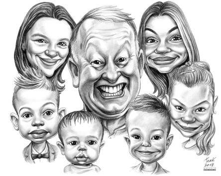 MULTIPLAYER Caricatures on order black and white DIGITAL (from 5 people and more)